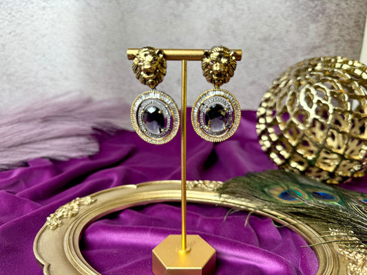 Dark Purple Lion Earrings- Roar 1001