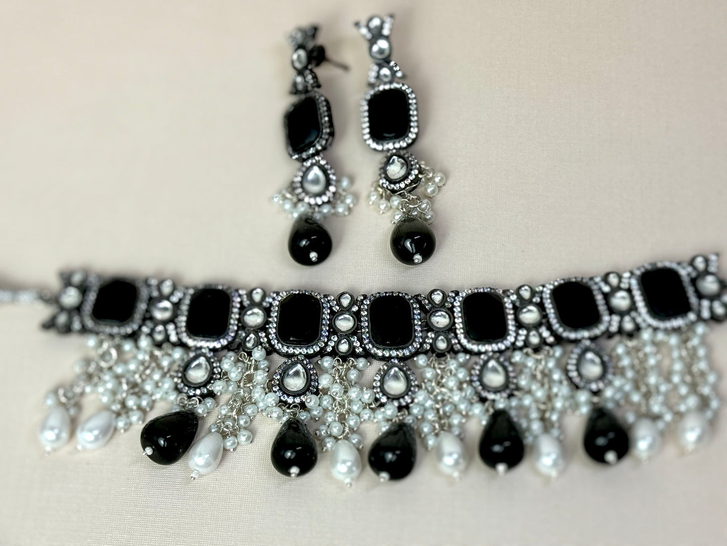 Black White oxidized Choker- Radiance