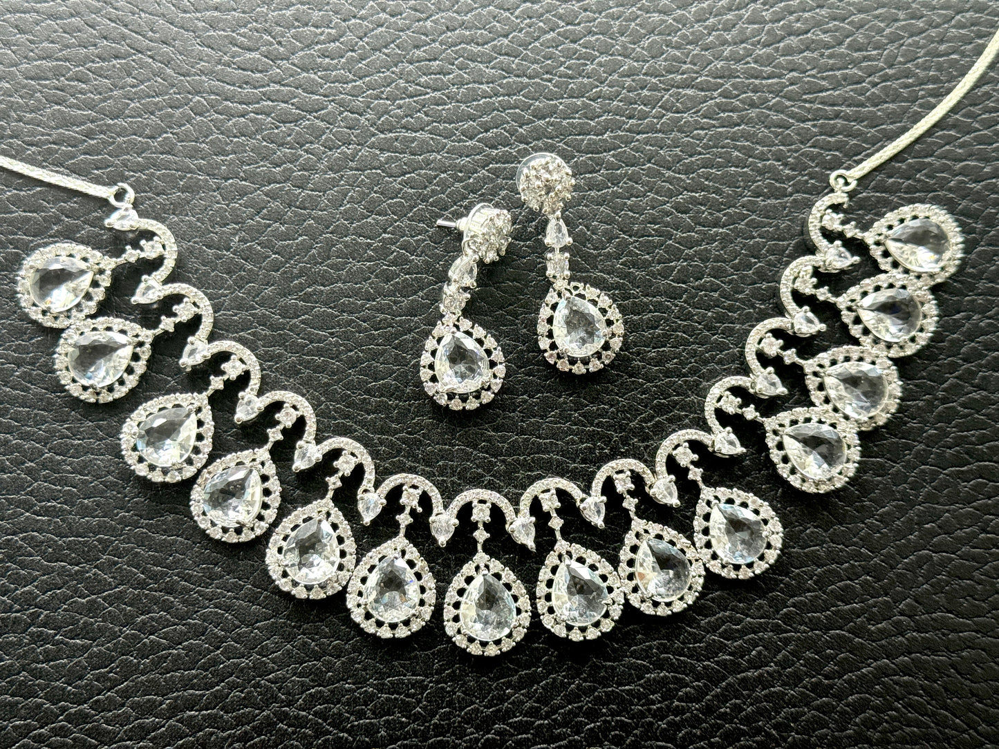 Silver Jewel Set Diamond Glaze 1007