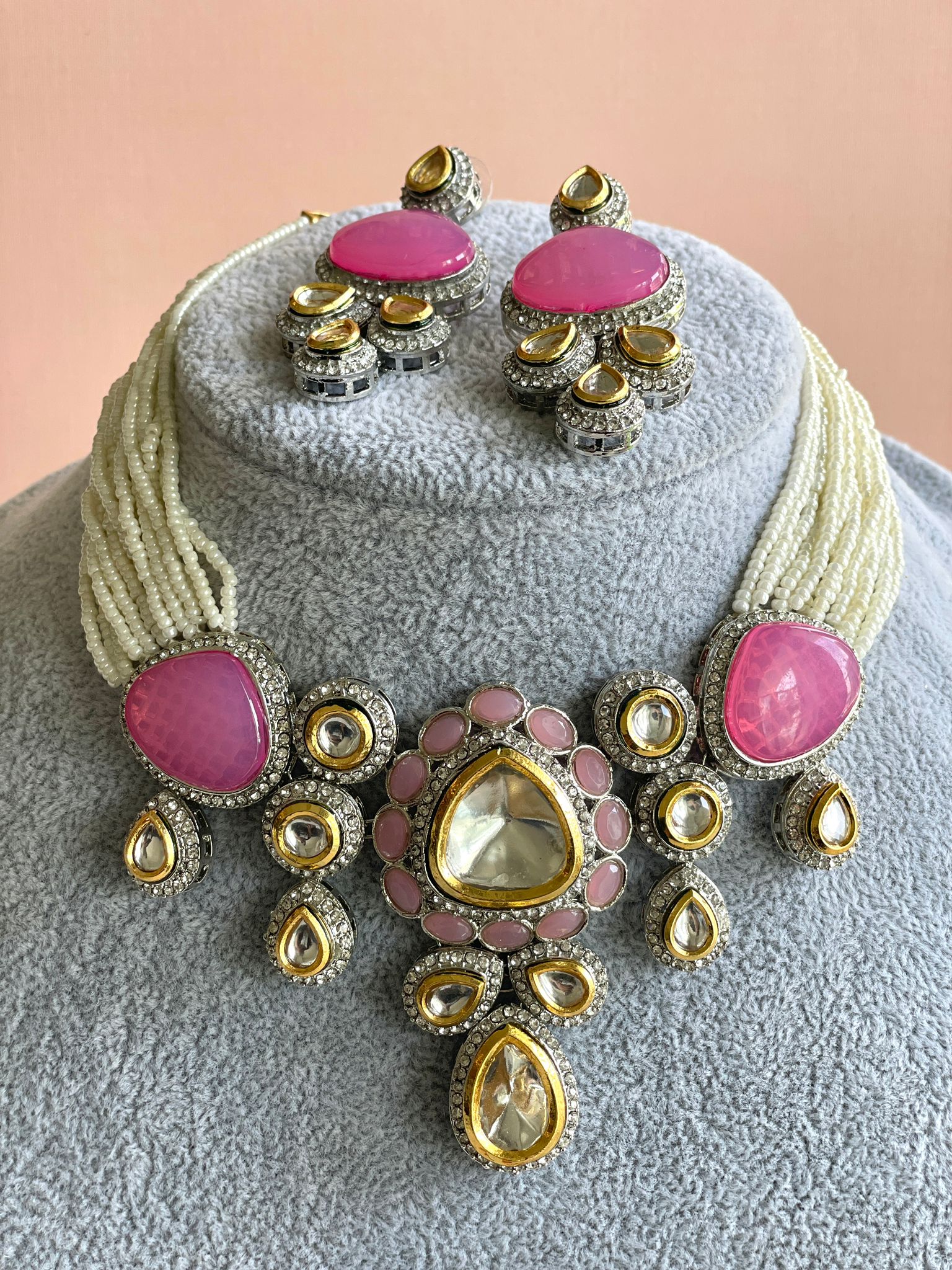 Pink Indian Kundan Choker