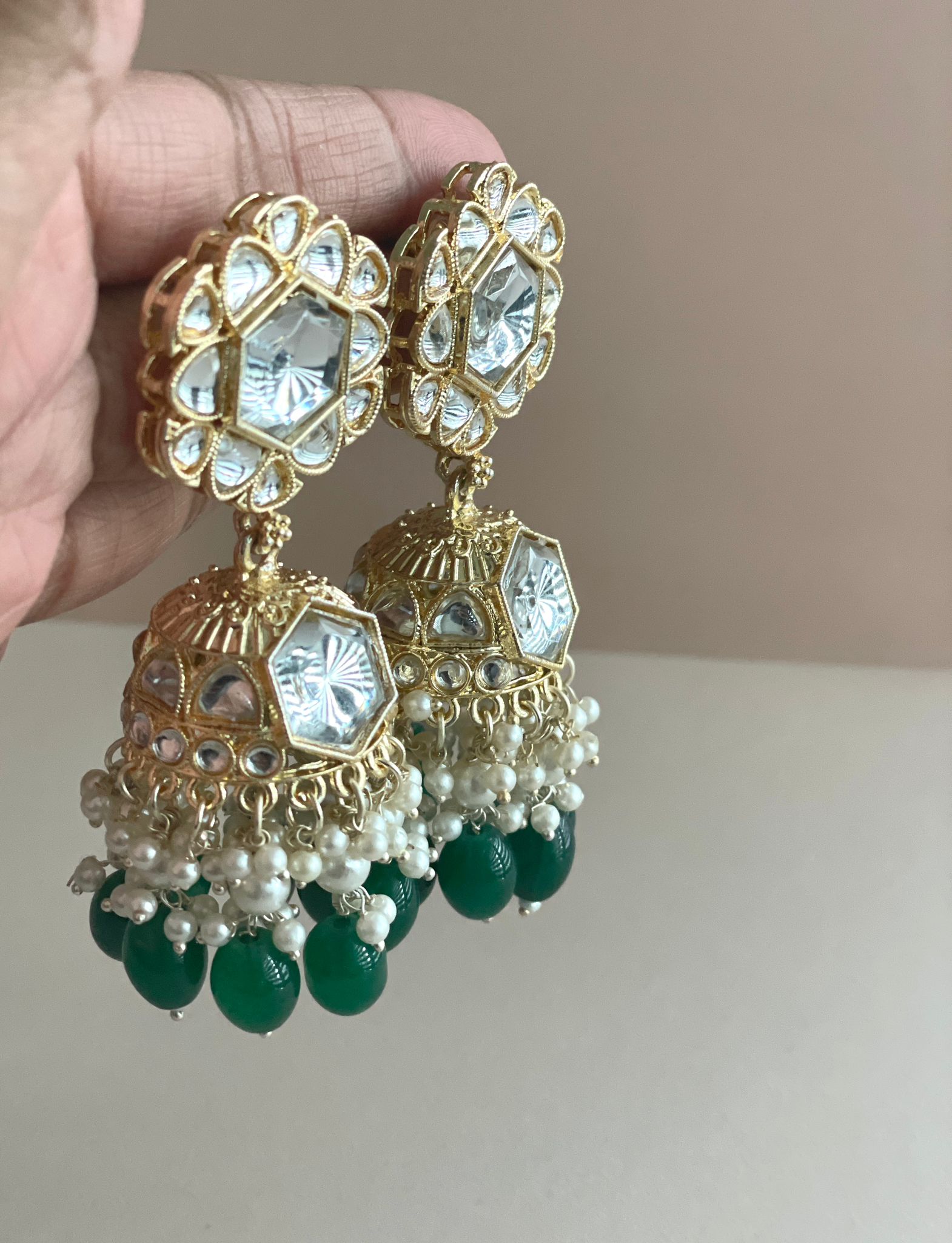 Elegant  Emerald Green Saanvi Jhumka