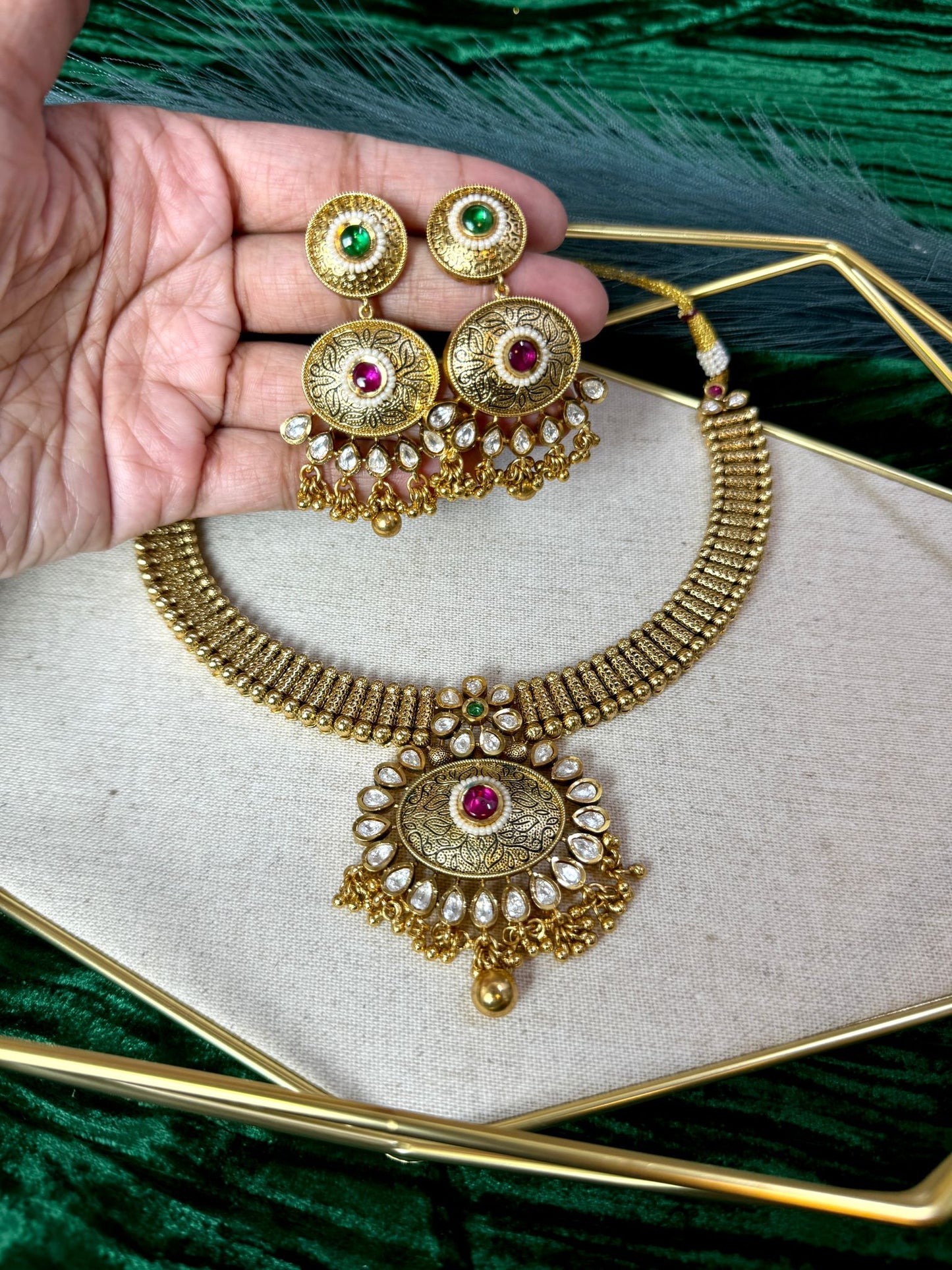 Pink Green Gold Plated Set- Charisma 1015