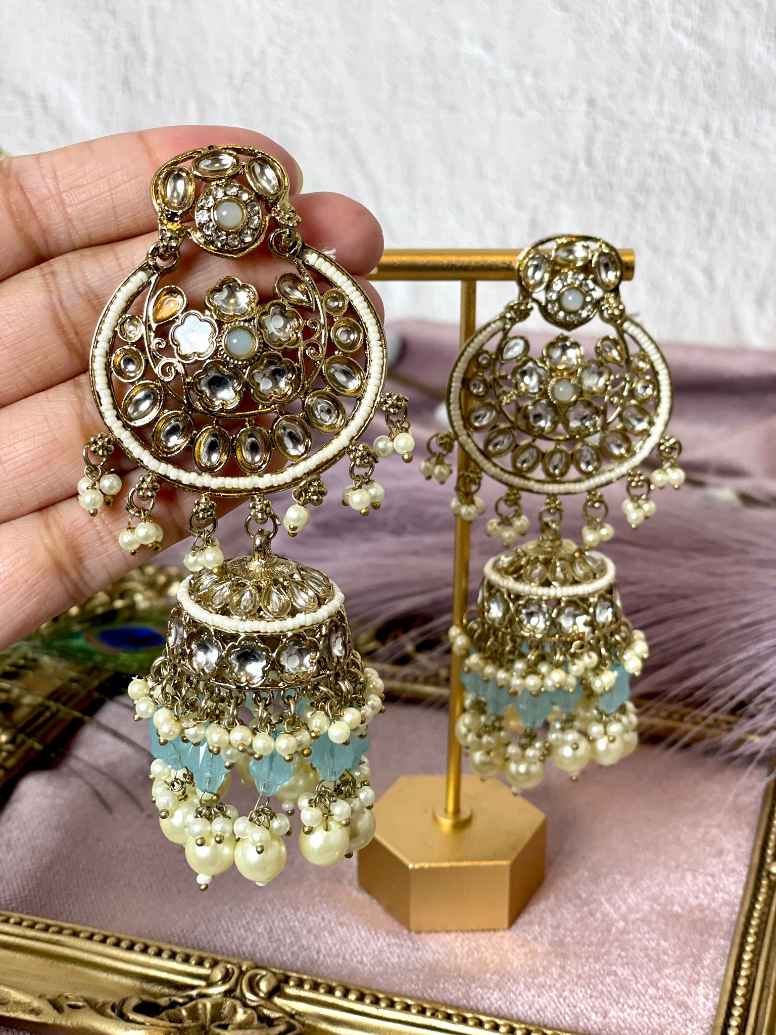 Charming sky-blue jhumkas perfect for any occasion