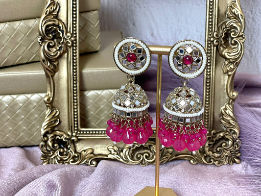 Adorable Baby Blue Mirror Jhumkas