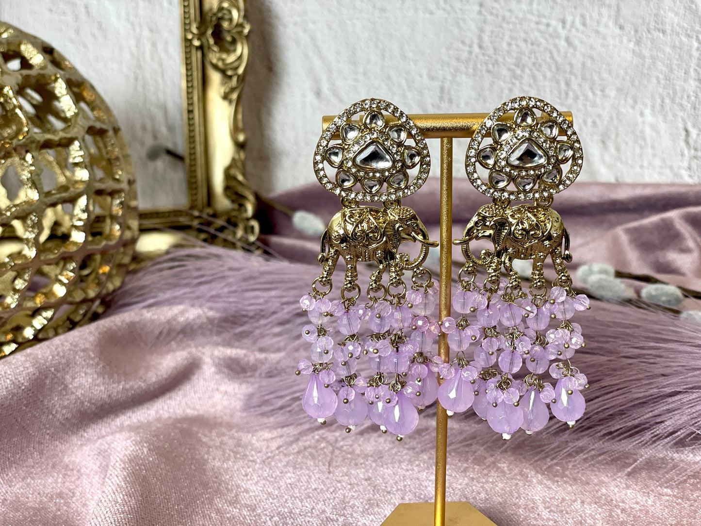 Lavender Elephant Earrings- Aura 1013