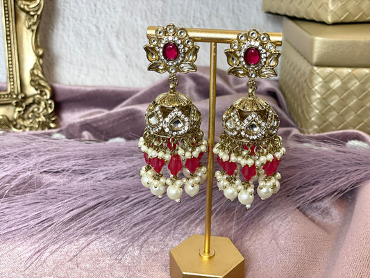 Magenta Jhumkas- Aura 1015
