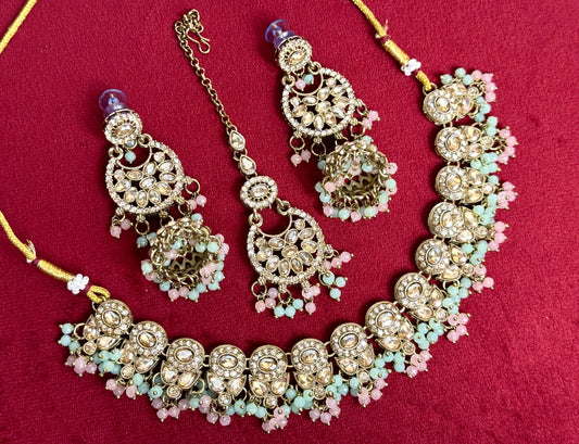 Mint Green Pink Swarna 1005