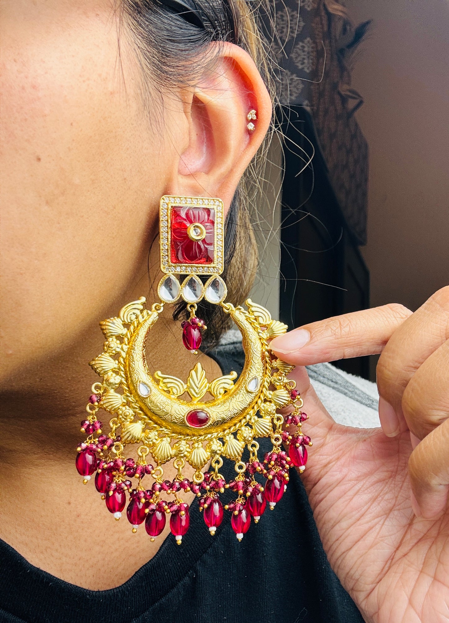 Red Gold Earrings- Lux