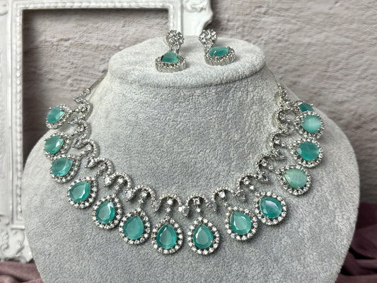 Mint Green Jewel Set Diamond Glaze 1007