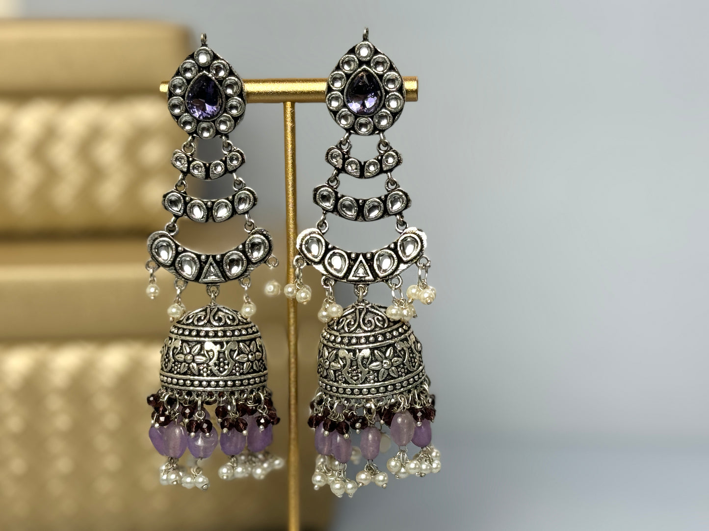 Purple Oxi Jhumkas- Lux