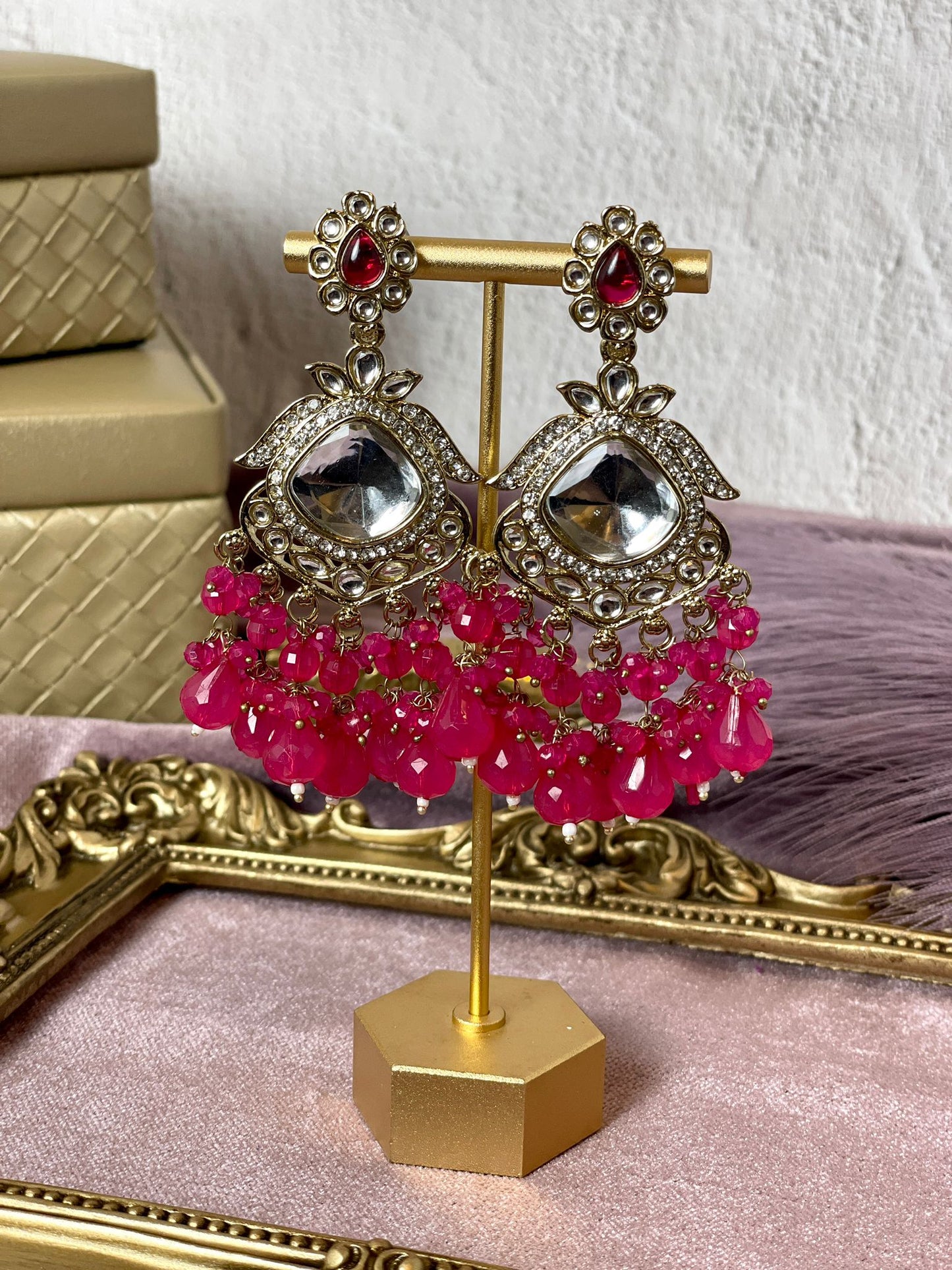 Magenta Pink Earrings - Aura 1003