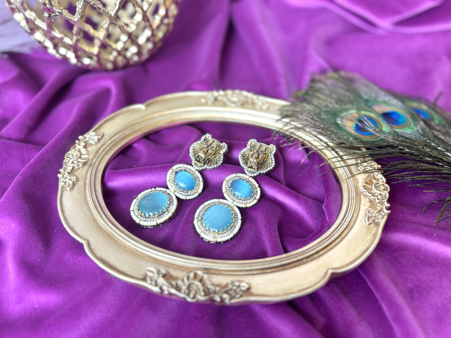 Sky Blue Lion Earrings: A Majestic Touch of Elegance