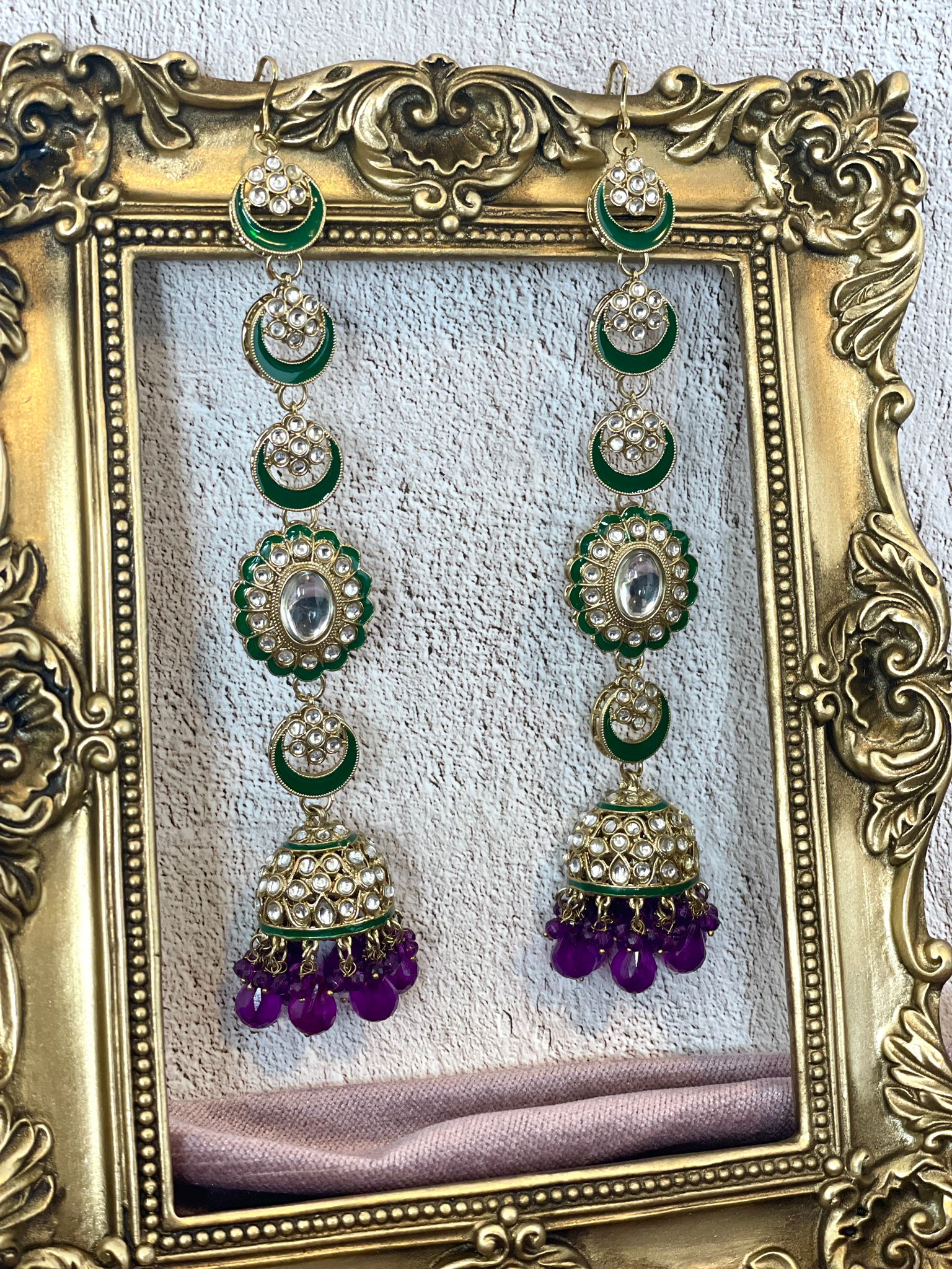 Gold plated dark purple sahara earrings
