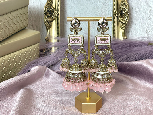 Fancy bridal baby pink jhumkas