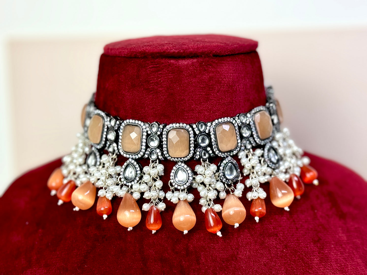 Peach oxidized Choker- Radiance