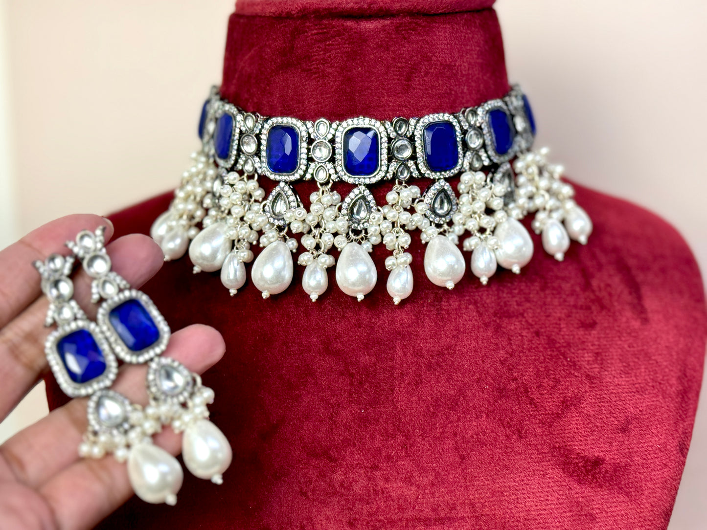 Royal Blue oxidized Choker- Radiance