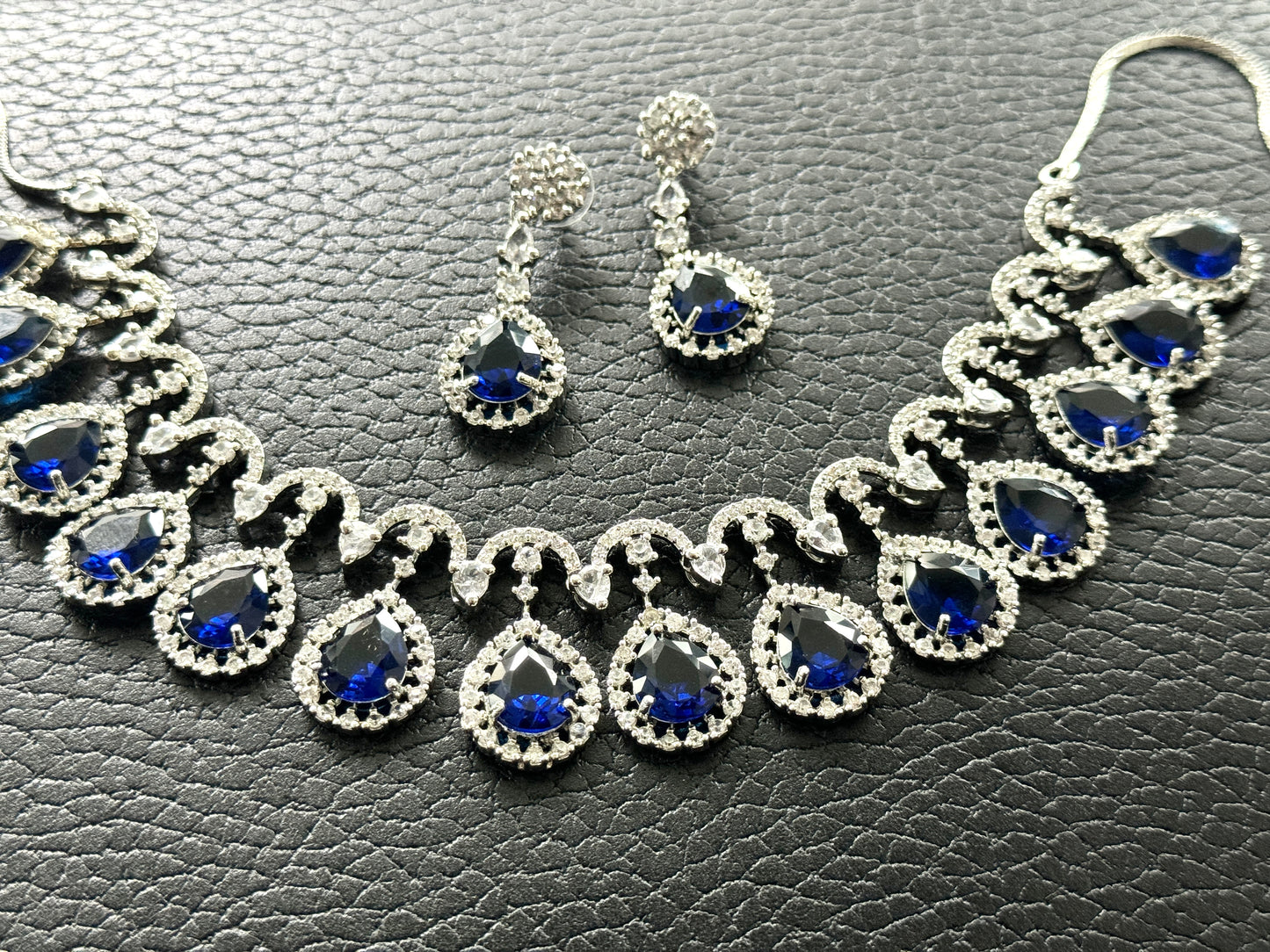 Navy Blue Jewel Set Diamond Glaze 1007