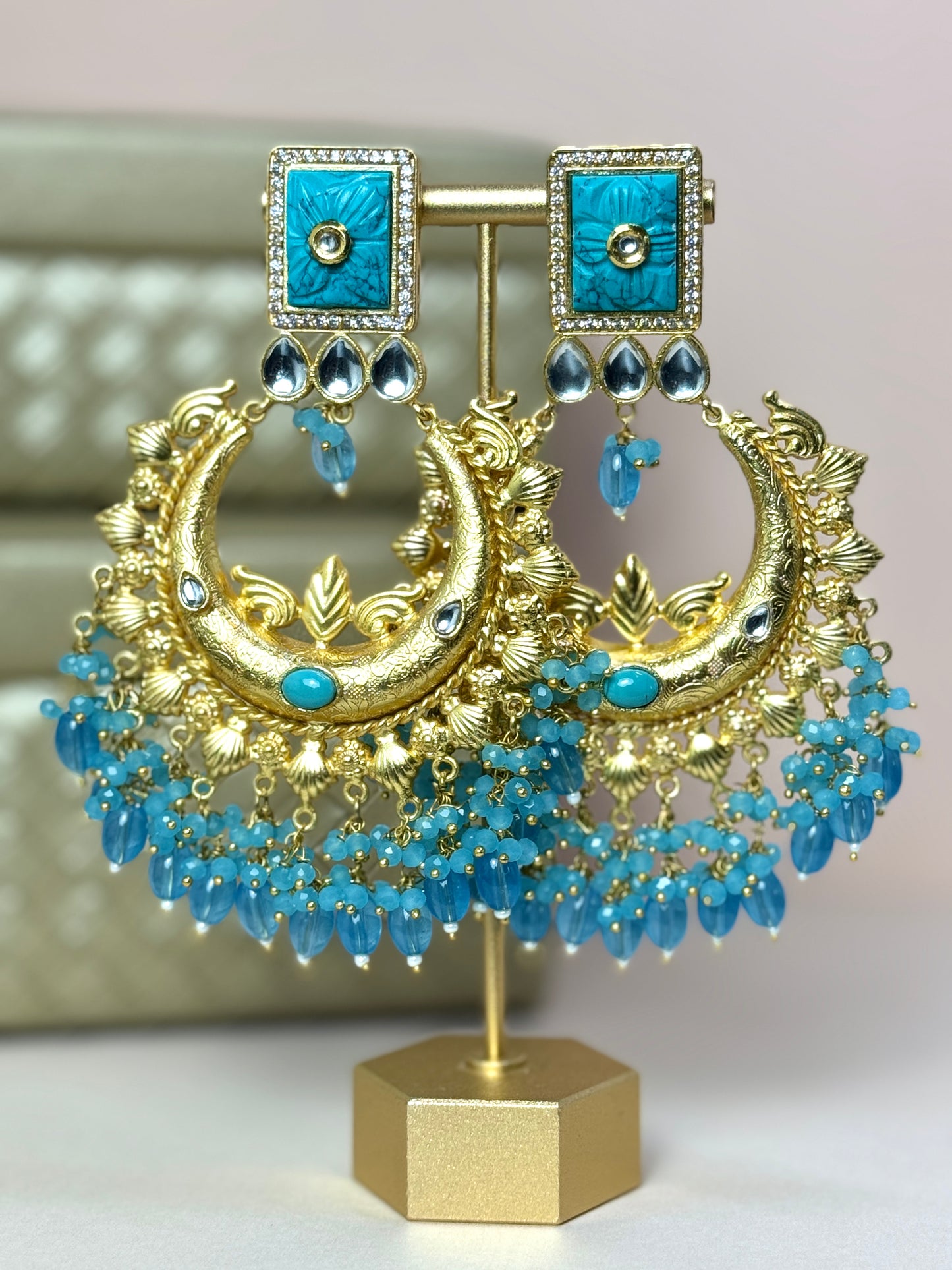 Blue Gold Earrings- Lux