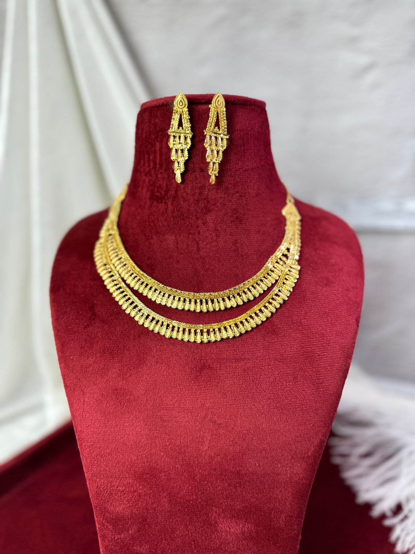 24 Carat Gold Plated Double Necklace Set