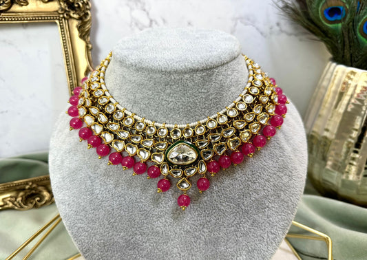 Magenta Kundan Choker Set - Grace 1003