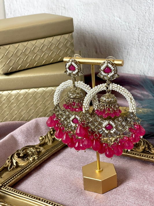 Vibrant Magenta Jhumka Traditional Earrings