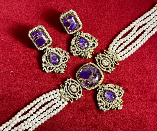 Purple Pearl Victorian Set Swarna 1001