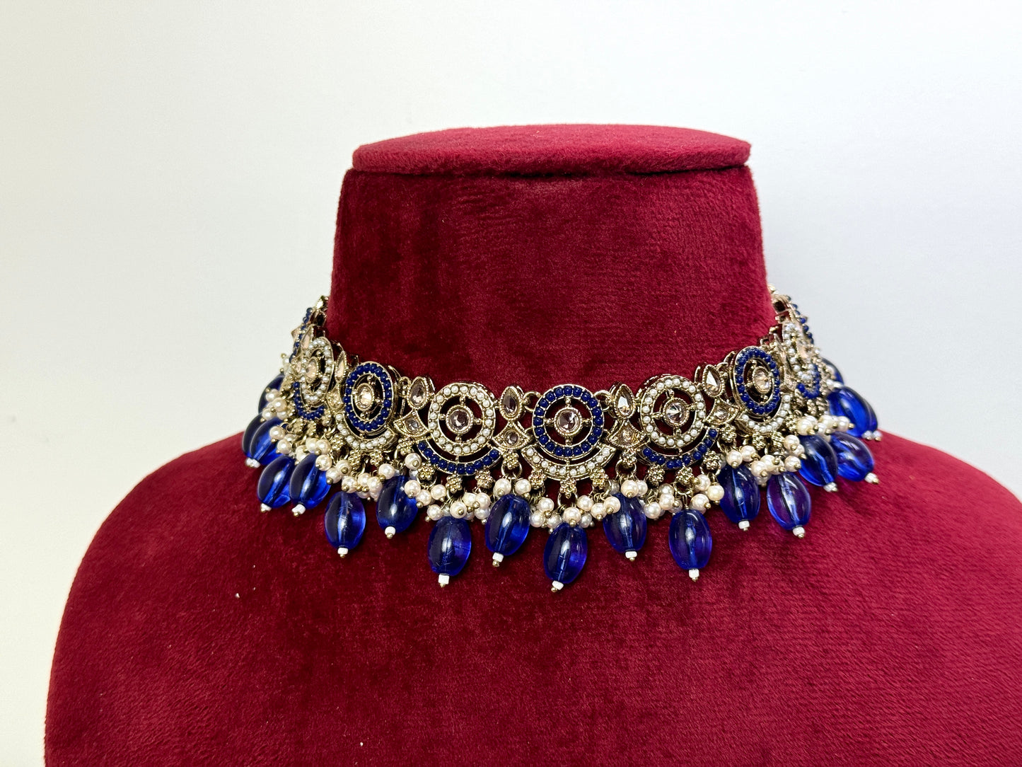 Royal Blue and Gold Choker