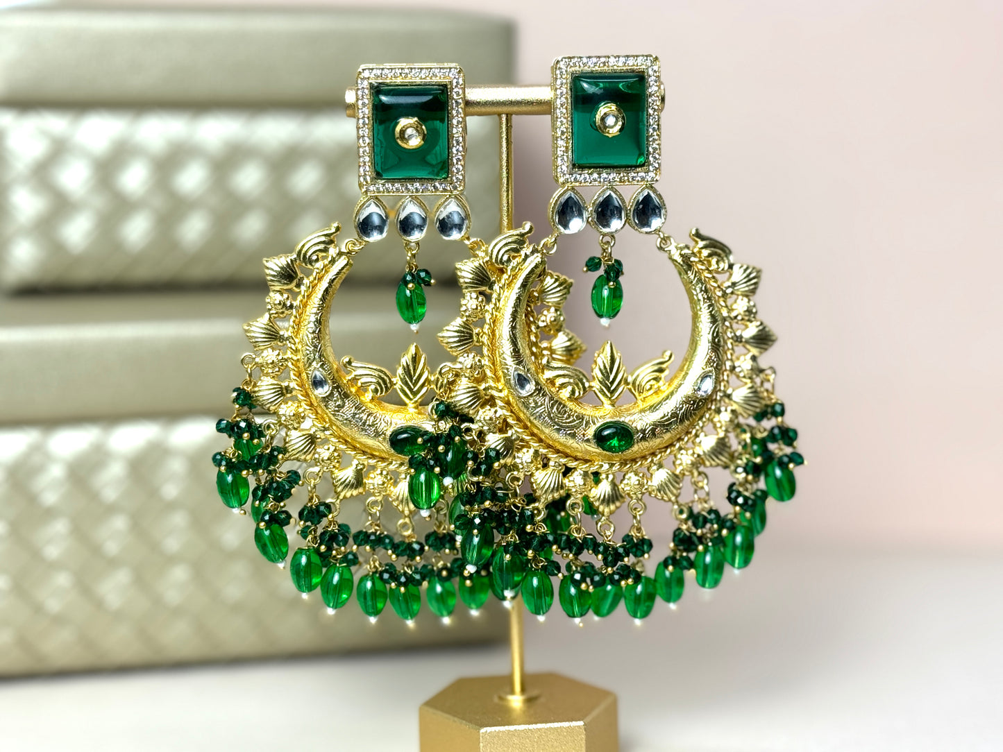 Green Gold Earrings- Lux