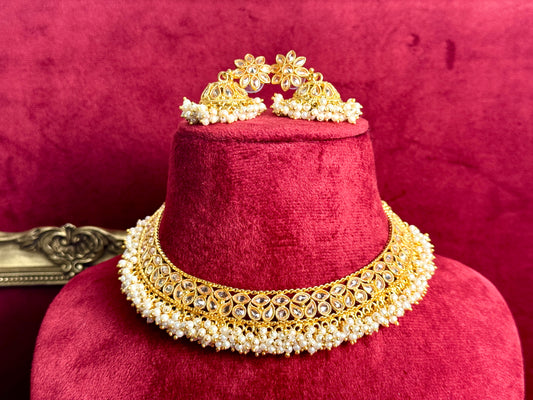 Gold Plated Pearl Set Swarna 1003