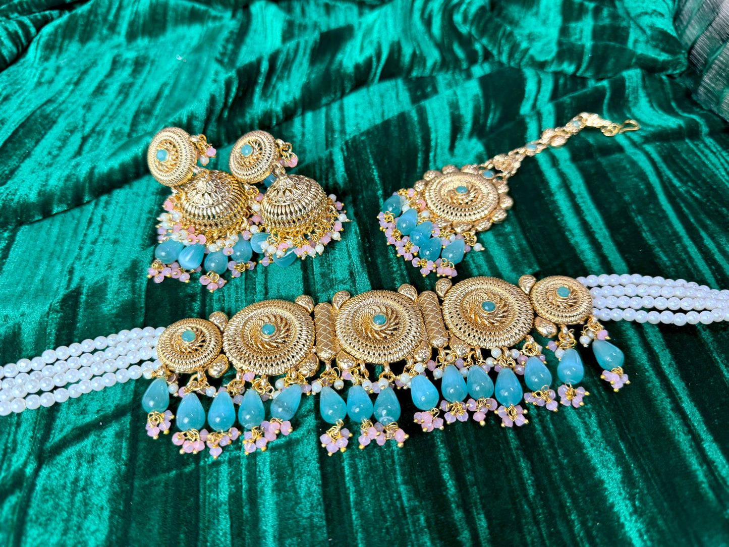 Green Pink Gold Plated Set- Charisma 1001