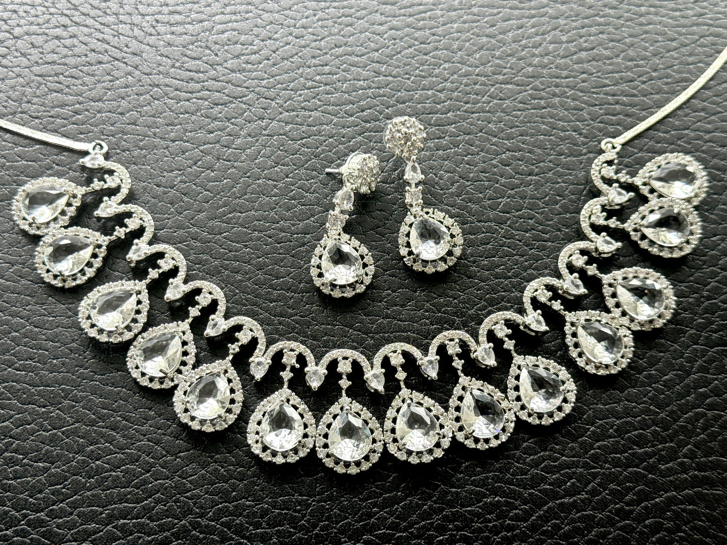 Silver Jewel Set Diamond Glaze 1007