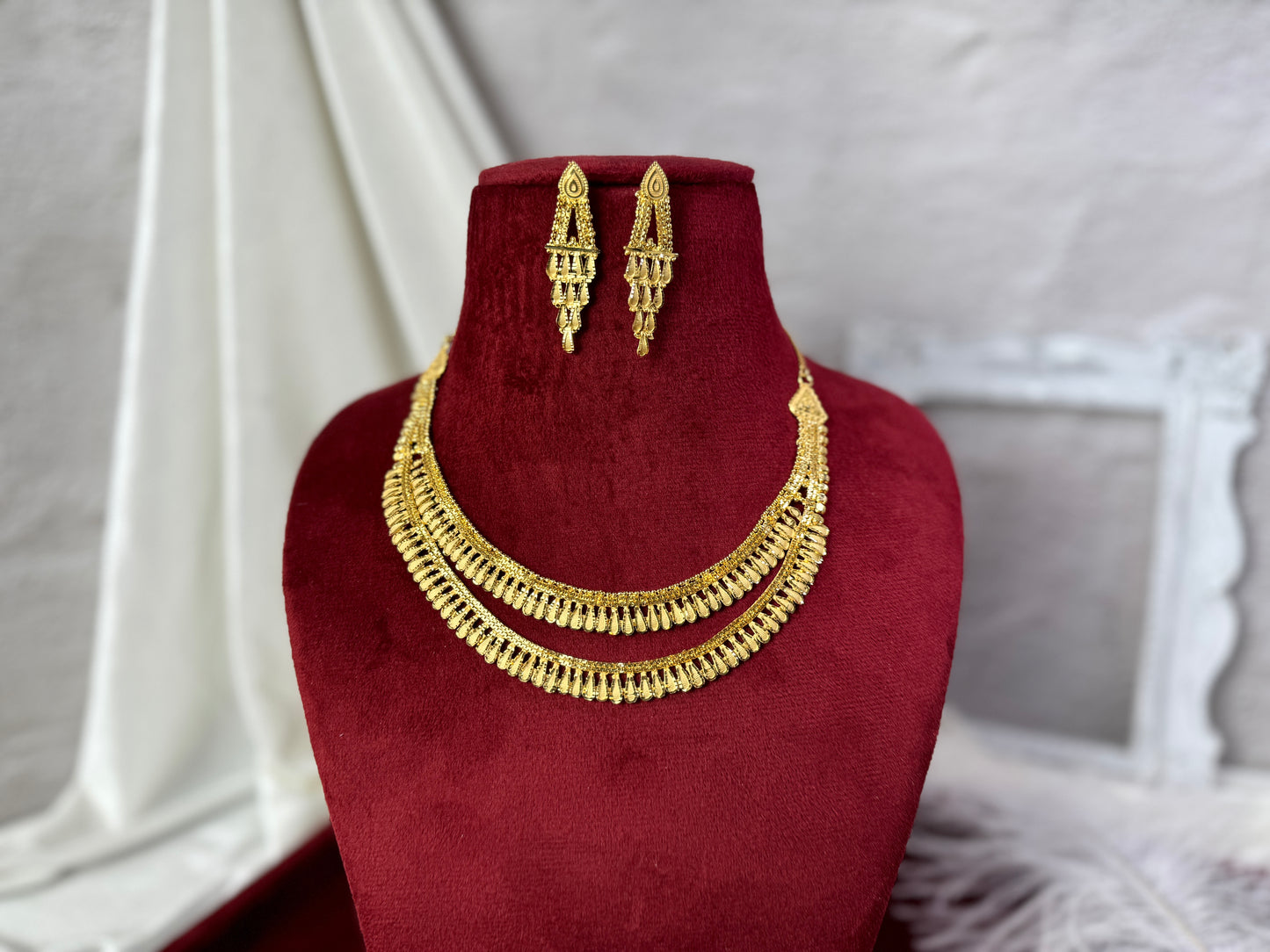 24 Carat Gold Plated Double Necklace Set