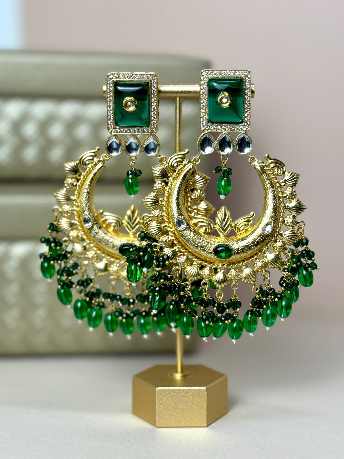 Green Gold Earrings- Lux