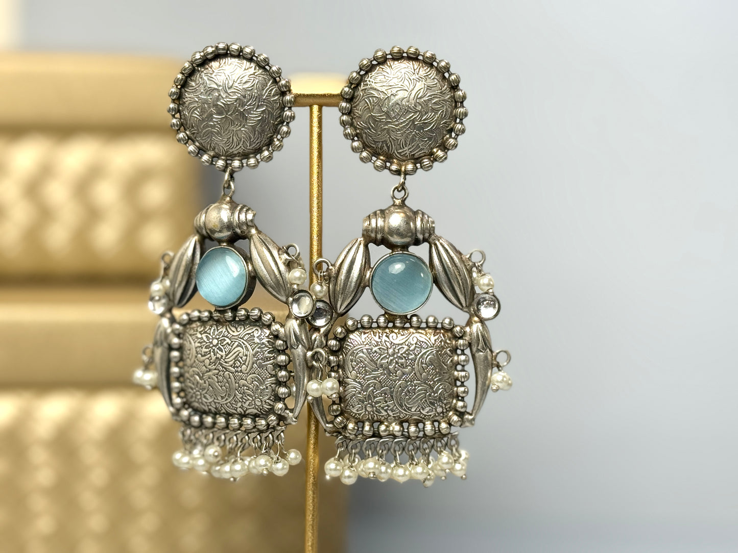 Baby Blue Silver Earrings- Lux