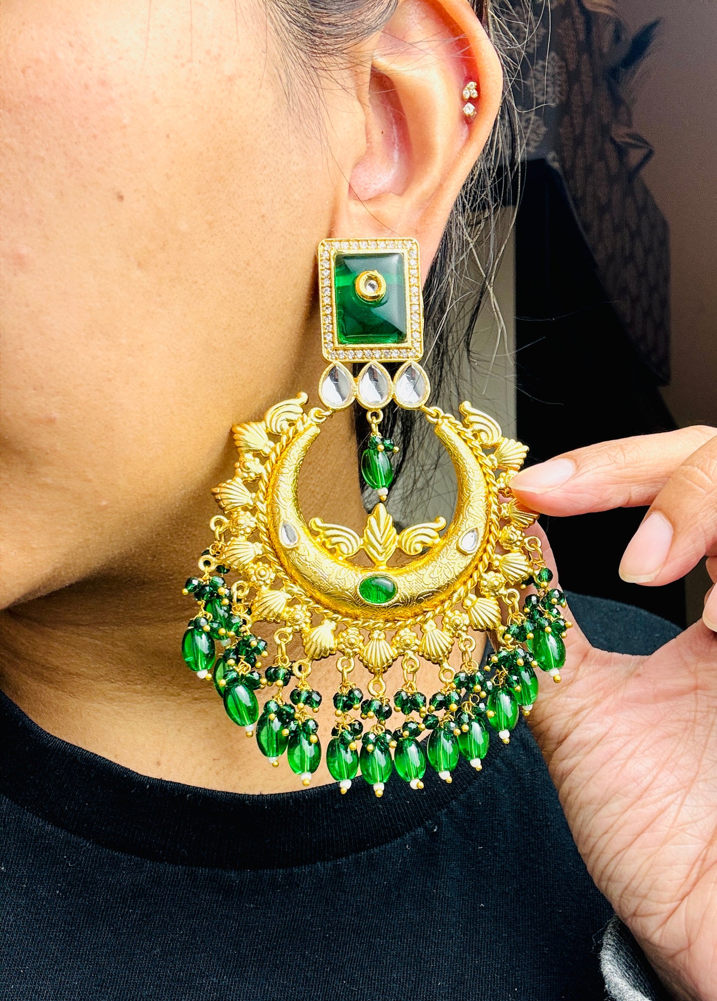 Green Gold Earrings- Lux