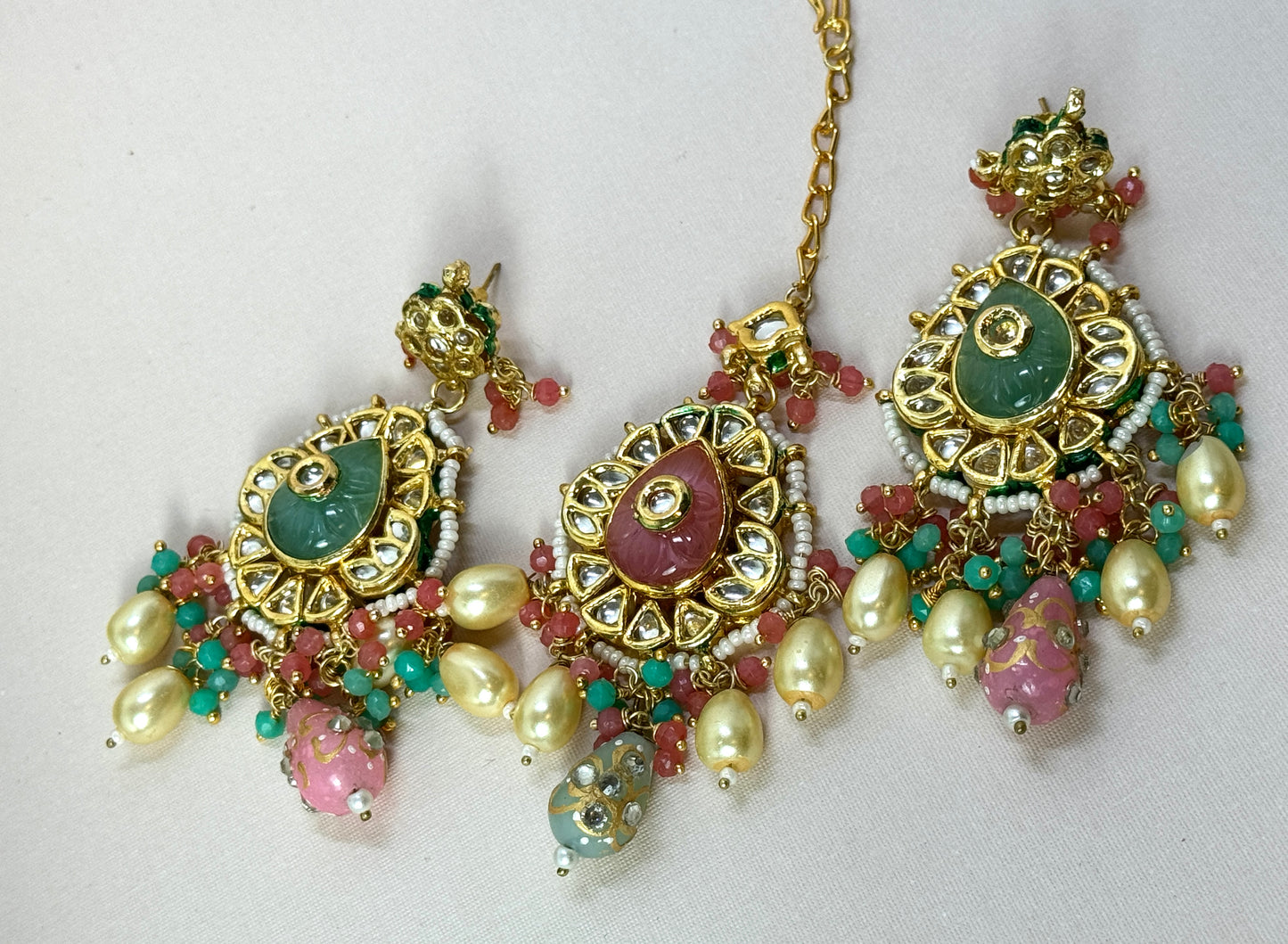 Pink Green Statement Set- Radiance