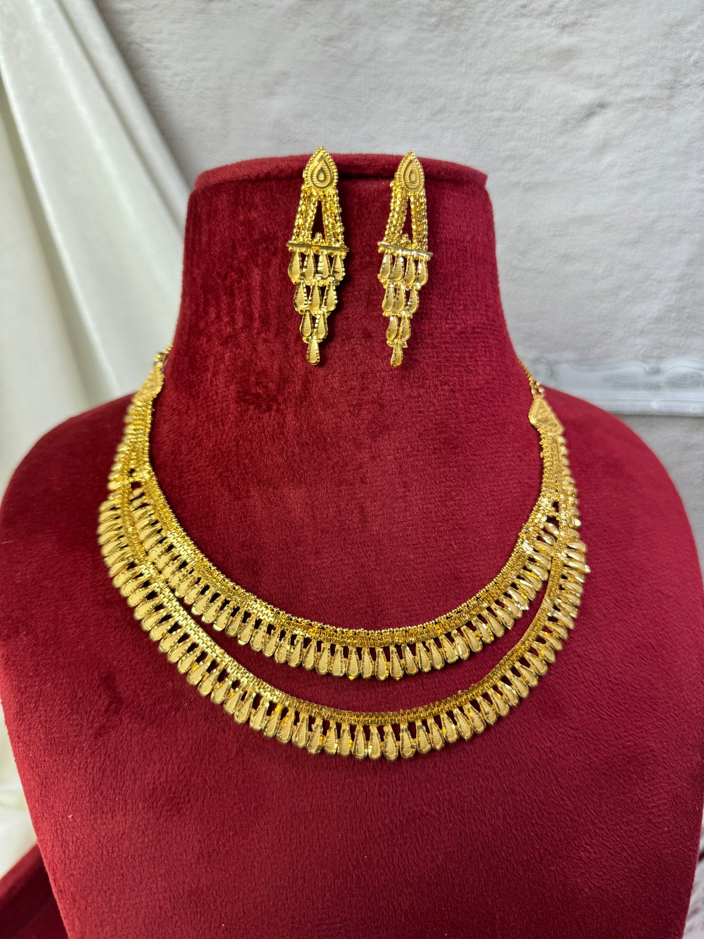 24 Carat Gold Plated Double Necklace Set