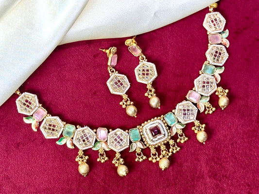 Multicolor Gold Necklace Riva 1002