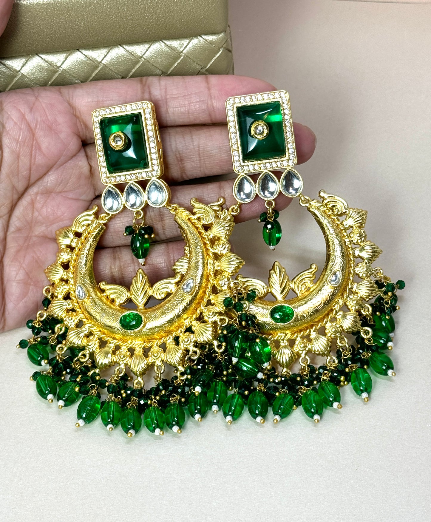 Green Gold Earrings- Lux