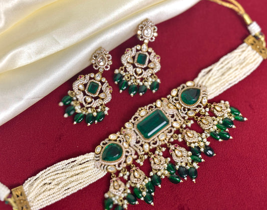 Emerald green bridal set Swarna 1007