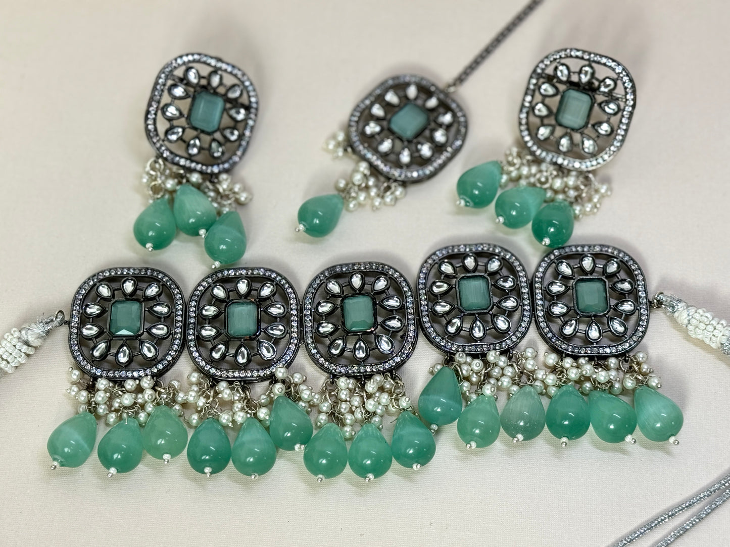 Mint Green Oxidized Set- Radiance