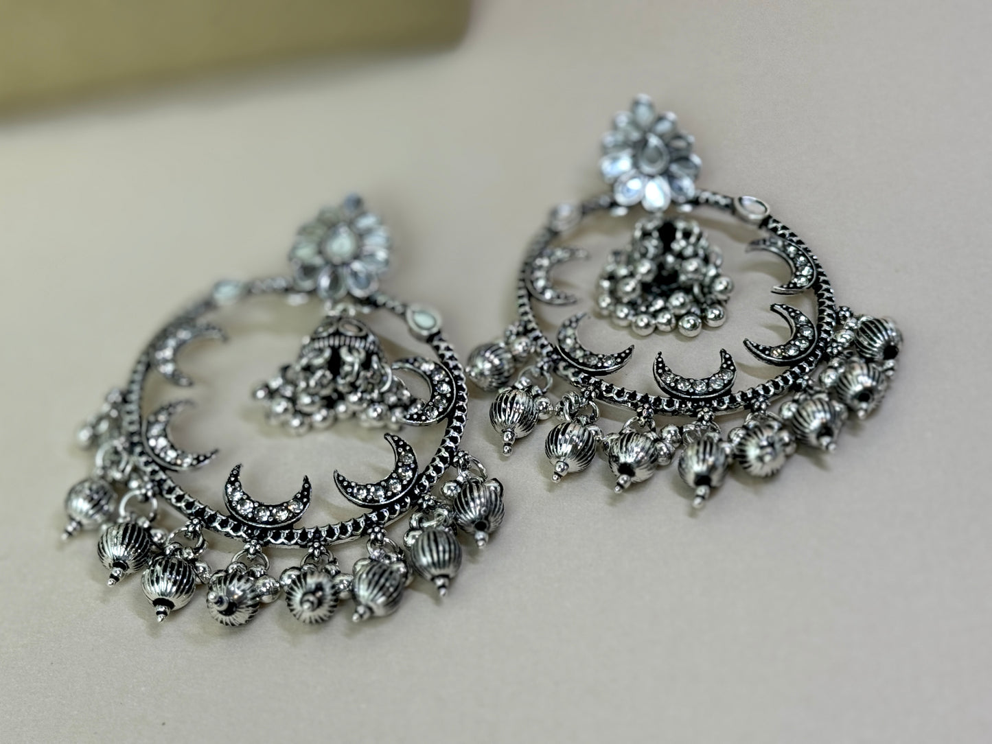 Silver Jhumkas- Lux