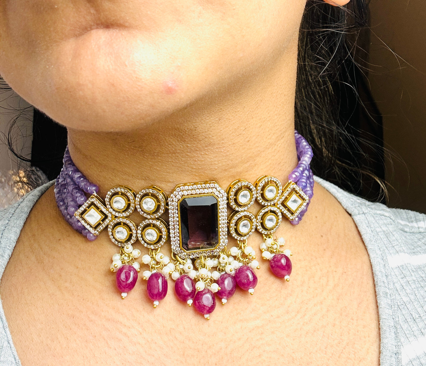 Purple Moissonite Choker- Radiance