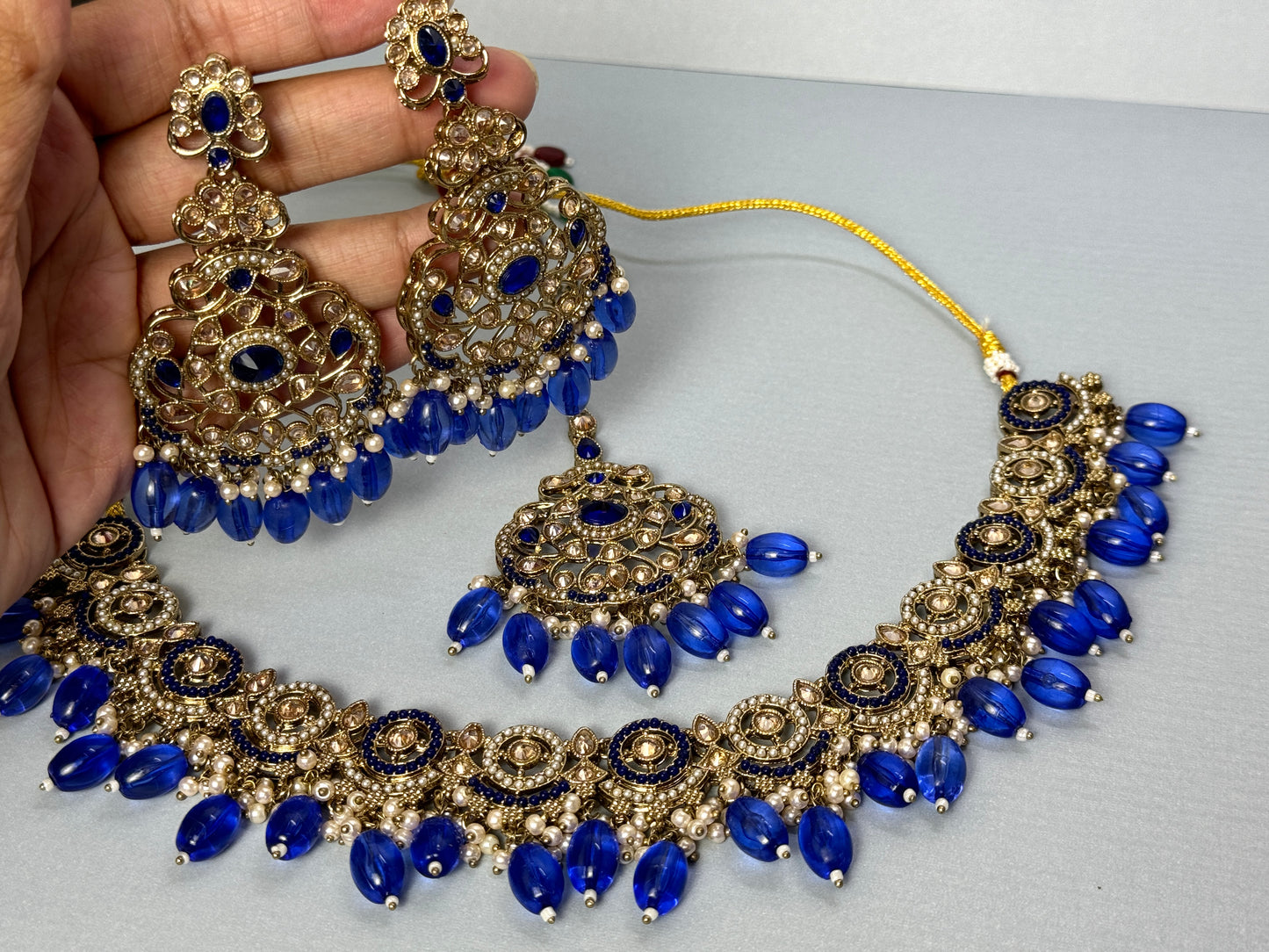 Royal Blue and Gold Choker