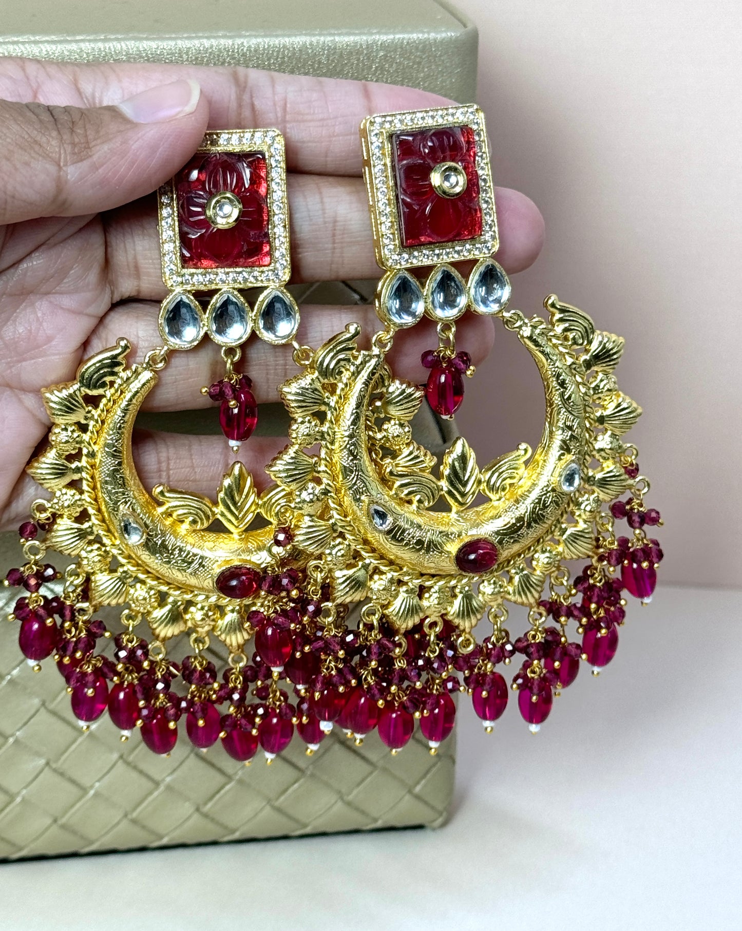 Red Gold Earrings- Lux