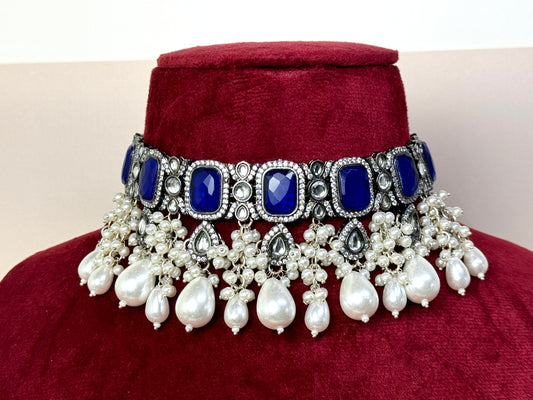 Royal Blue oxidized Choker- Radiance