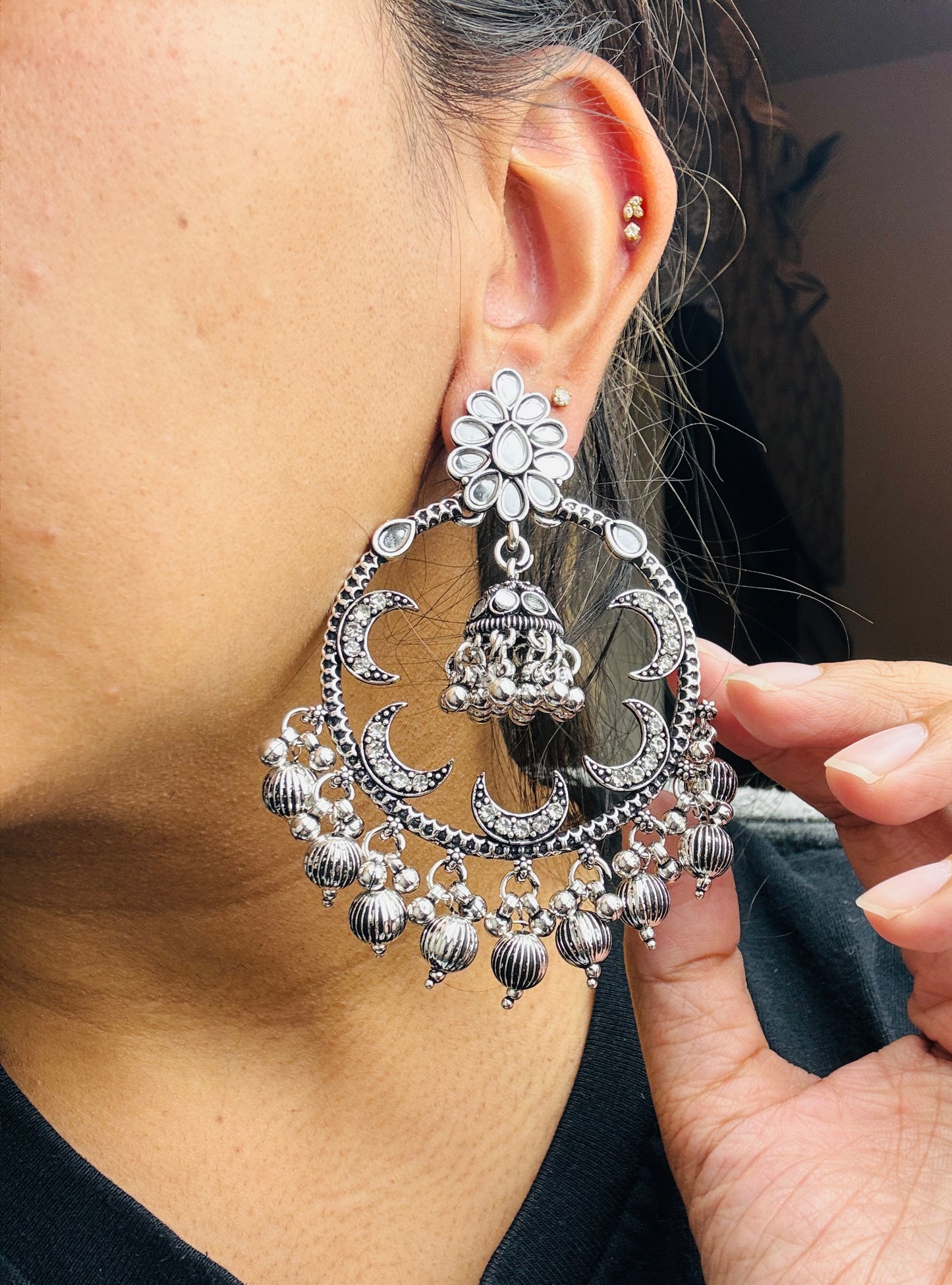 Silver Jhumkas- Lux