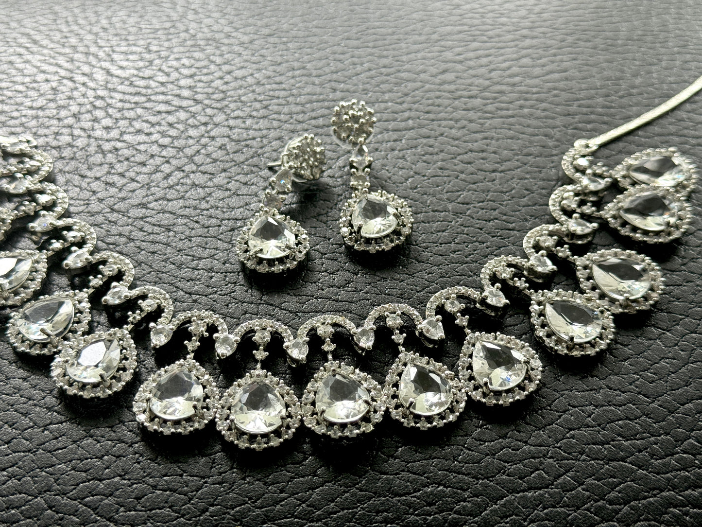 Silver Jewel Set Diamond Glaze 1007