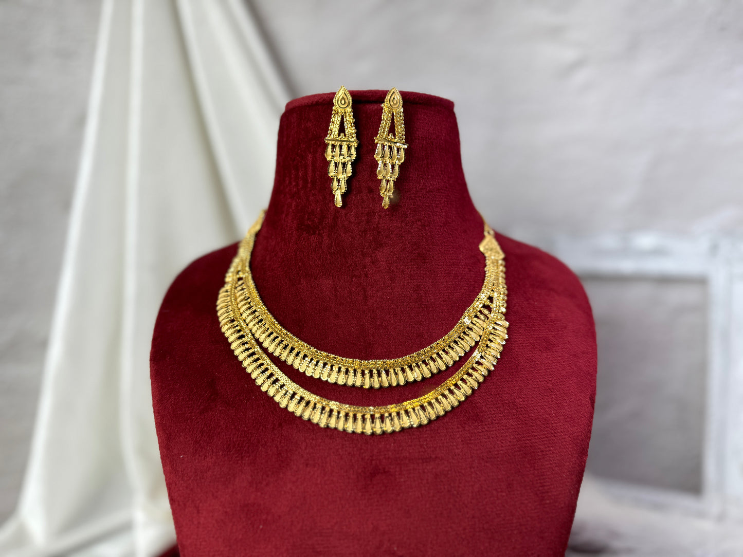 24 Carat Gold Plated Double Necklace Set