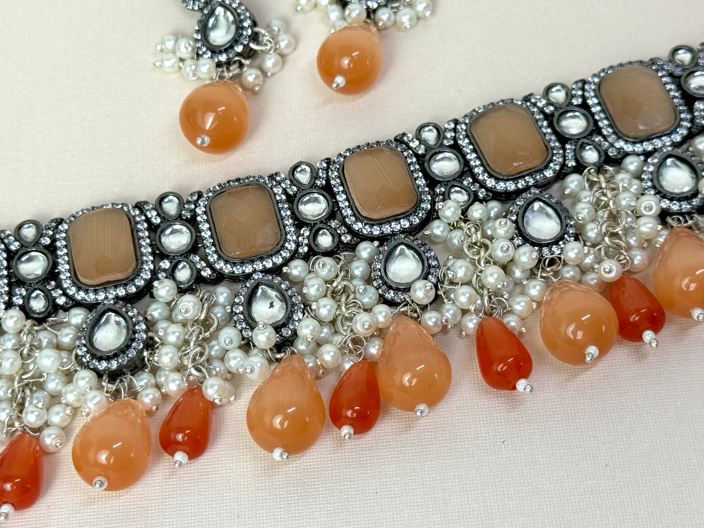 Peach oxidized Choker- Radiance